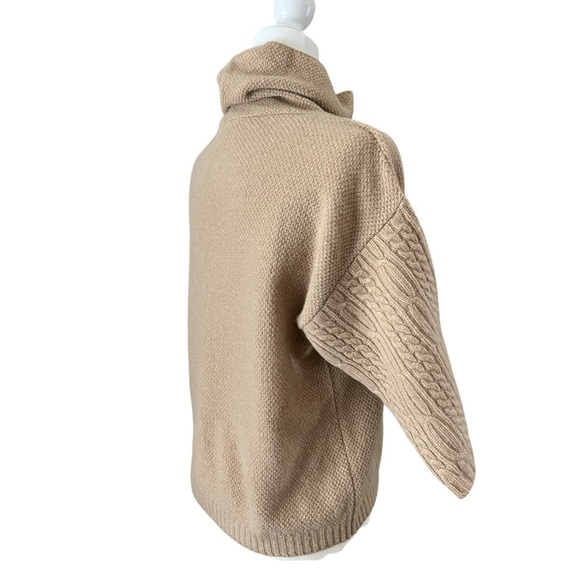 MaxMara Size Small Tan Wool Cashmere Funnel Neck Boxy Short Sleeve Knit Sweater - Picture 3 of 13